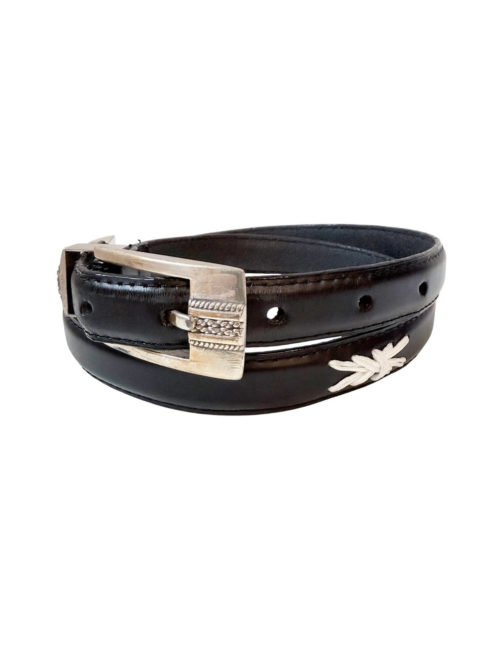 Woolrich Leather Stitched Belt Black Size Medium